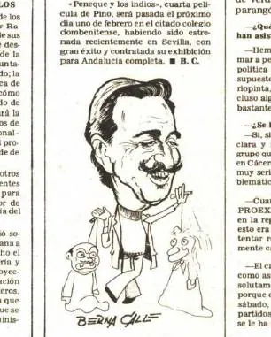 5-Caricatura de Miguel Pino hecha por Berna Calle, publicada en el Diario HOY del 30 de enero de 1980.