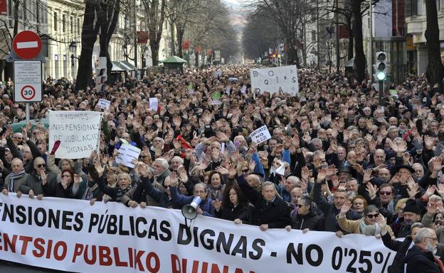 Manifestación de pensionistas en Bilbao.