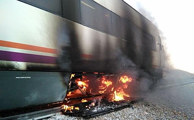 El tren incendiado cerca de Torrijos 
