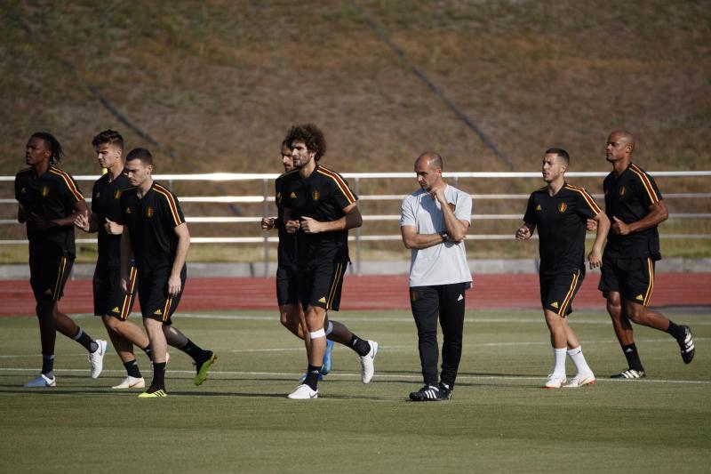 La selección de Bélgica, durante un entrenamiento.