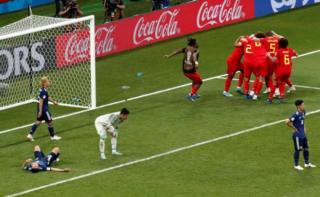 Bélgica celebra el gol de la victoria.