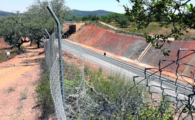 Desperfectos en la valla que delimita el trazado del AVE en un punto cercado a Carmonita::