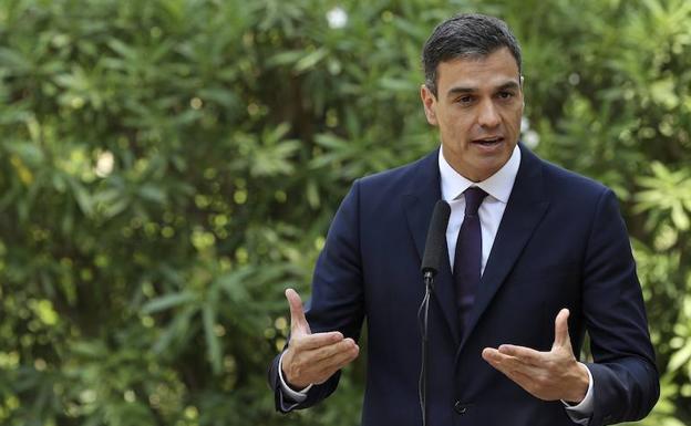 Pedro Sánchez da una rueda de prensa. 