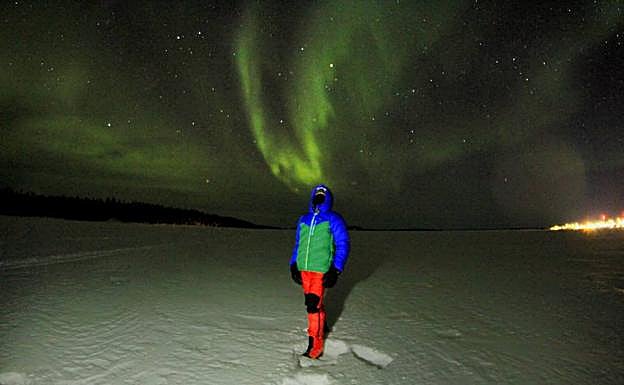 Auroras boreales sobre el hielo del Gran Lago del Esclavo.