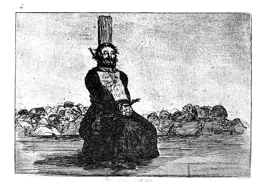 Grabado de Goya de un ajusticiado en garrote.