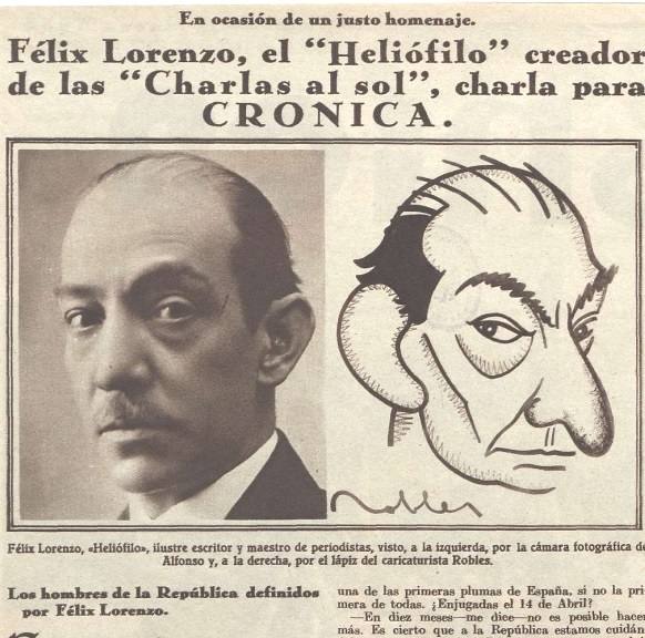 Recorte de prensa de una entrevista al periodista Félix Lorenzo, Heliófilo.