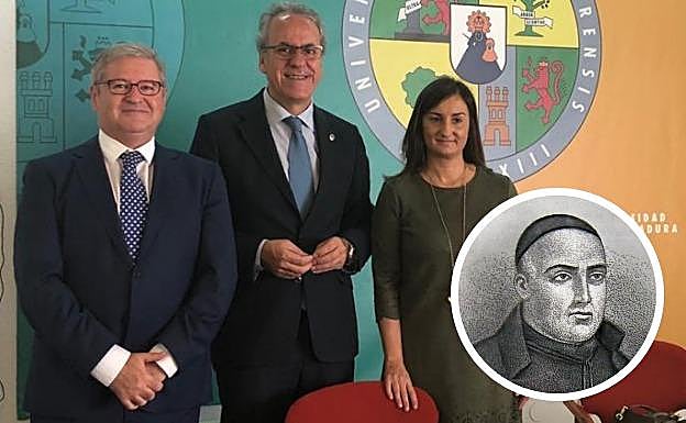 Juan Carlos Moreno (Academia de Yuste), Segundo Píriz (UEx) y Ana Belén Valls (Fundación Muñoz-Torrero):: HOY