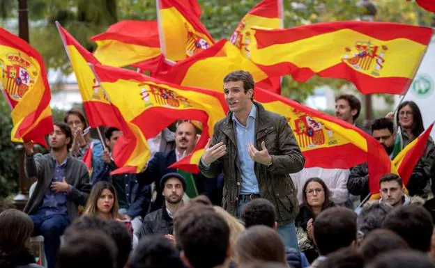 Pablo Casado, en un acto celebrado con las Nuevas Generaciones del PP, en Sevilla.