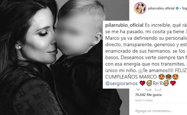 Pilar Rubio y Sergio Ramos felicitan a su hijo Marco