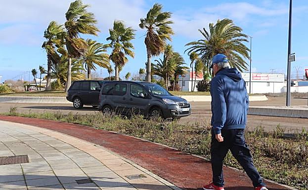 Rachas de viento en Almendralejo este viernes.