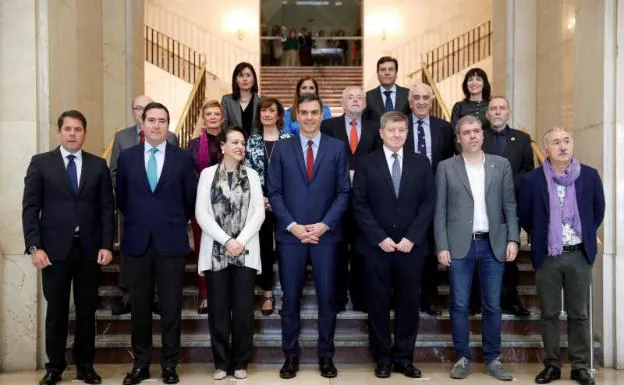 El presidente Pedro Sánchez, durante la inauuaración de una jornada sobre empleo.