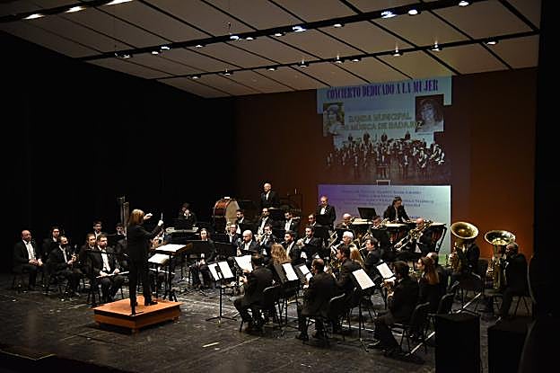 Banda Municipal de Badajoz en el concierto dedicado a la mujer. 