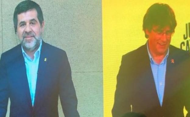 Puigdemont y Jordi Sànchez se reencuentran año y medio después y tratan de capitalizar la cárcel y el exilio 