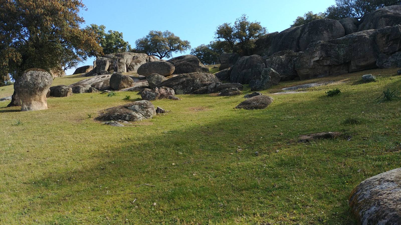 El entorno de la localidad pacenses de La Roca de la Sierra se puede encontrar espectaculares canchales y la Dehesa Boyal, que alberga la Pradera de San Isidro.