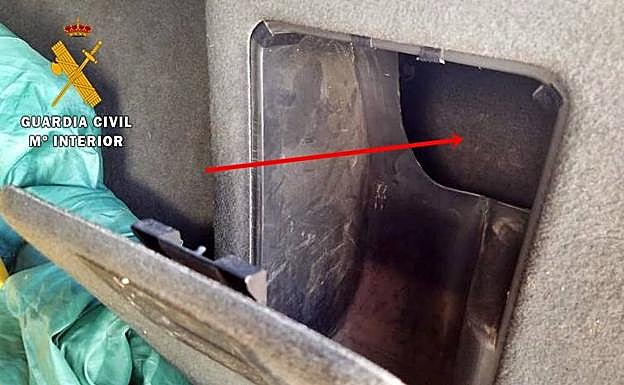 Lugar donde estaba oculta la droga.: