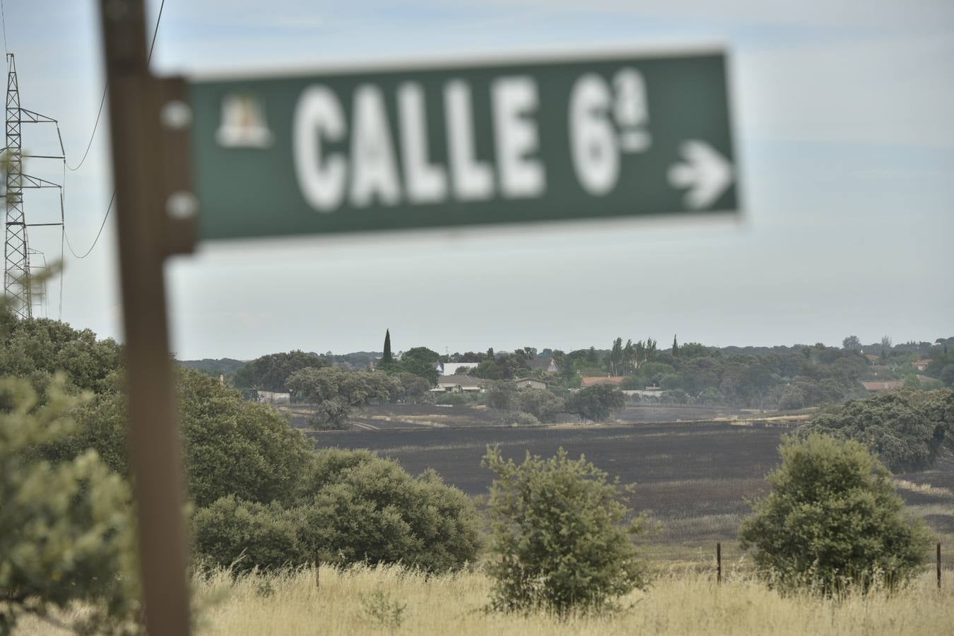 El fuego ha comenzado entre la Dehesilla del Calamón y el antiguo cuartel de Sancha Brava, pero se ha extendido con rapidez debido al viento llegando a aproximarse a algunas casas 