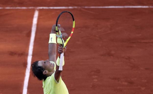 Rafa Nadal celebra su victoria ante David Goffin. 