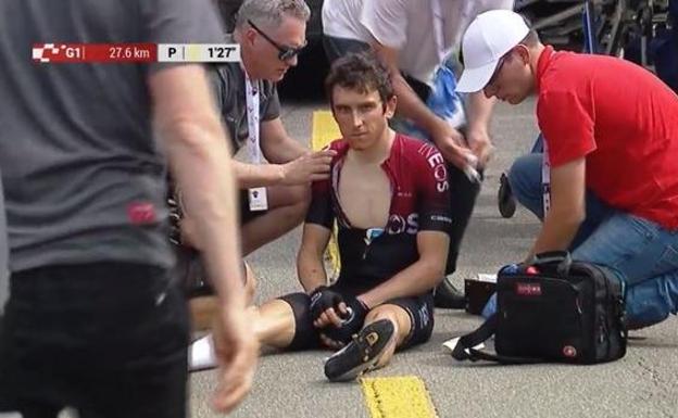 Geraint Thomas se cae y ve peligrar el Tour