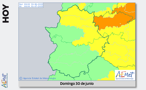 Mapa de avisos para mañana domingo
