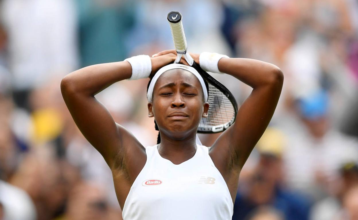 Cori Gauff celebra la victoria. 