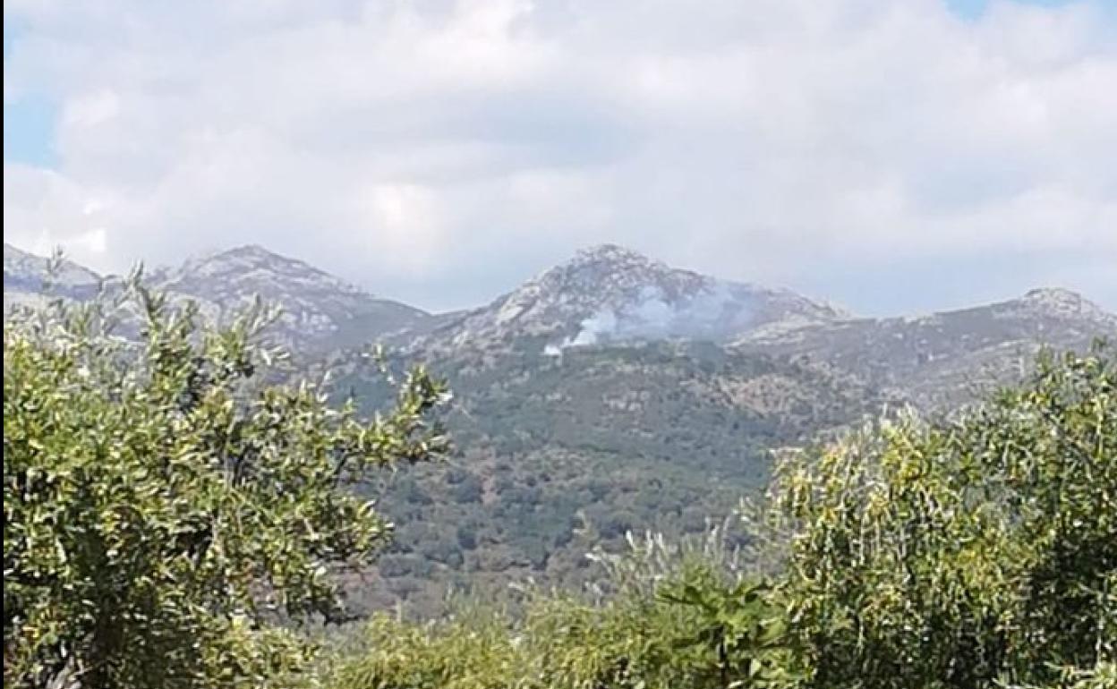 Los bomberos trabajan en un incendio forestal en Viandar de la Vera