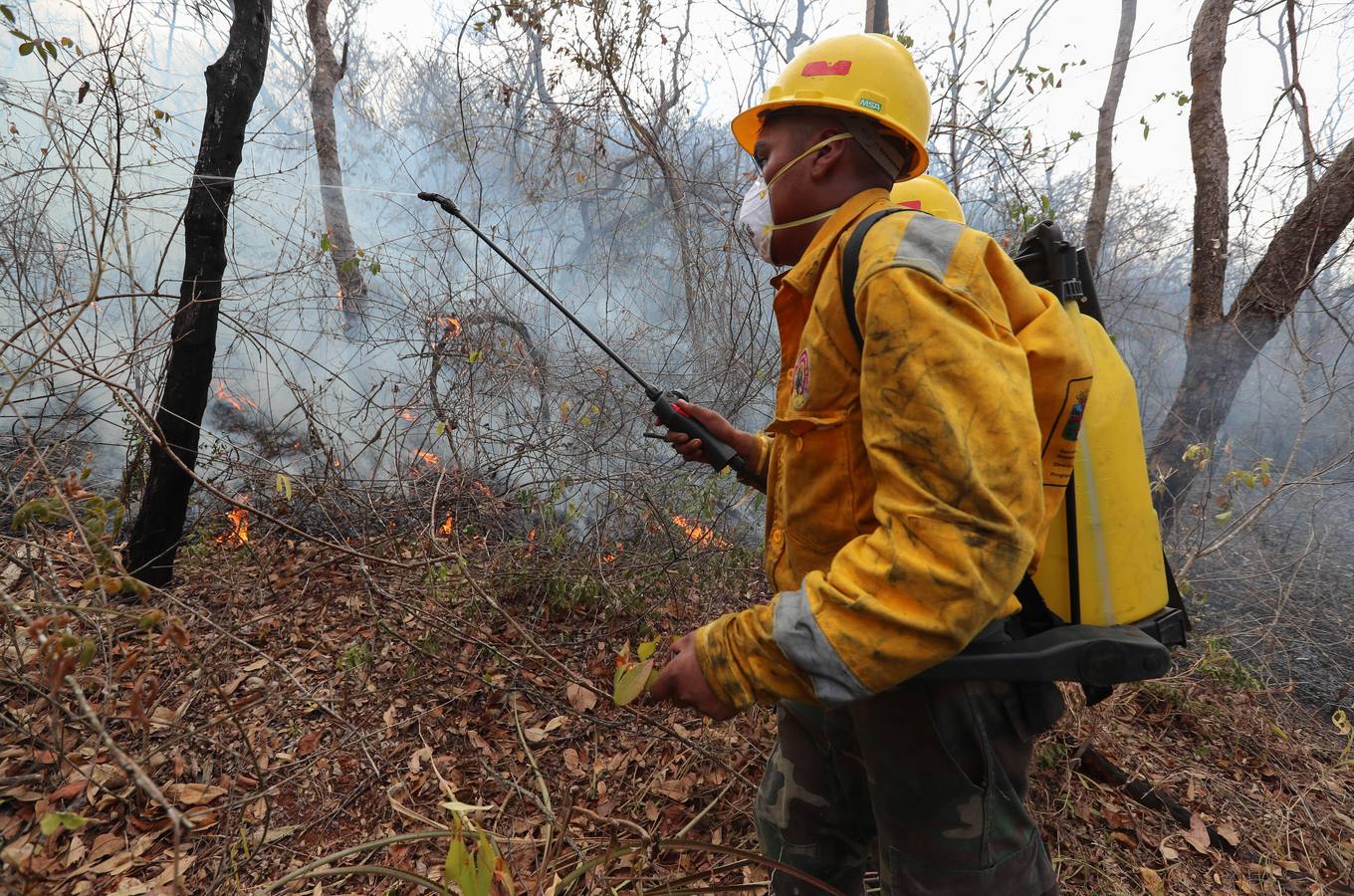 Fotos: Soldados y voluntarios, los héroes que luchan contra el fuego en Bolivia