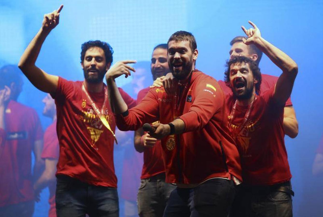 La selección española de baloncesto celebró en Madrid y por todo lo alto la segunda corona mundial de su historia