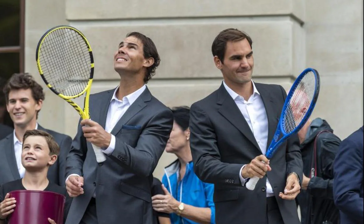 Nadal y Federer, durante la presentación de la Laver Cup.