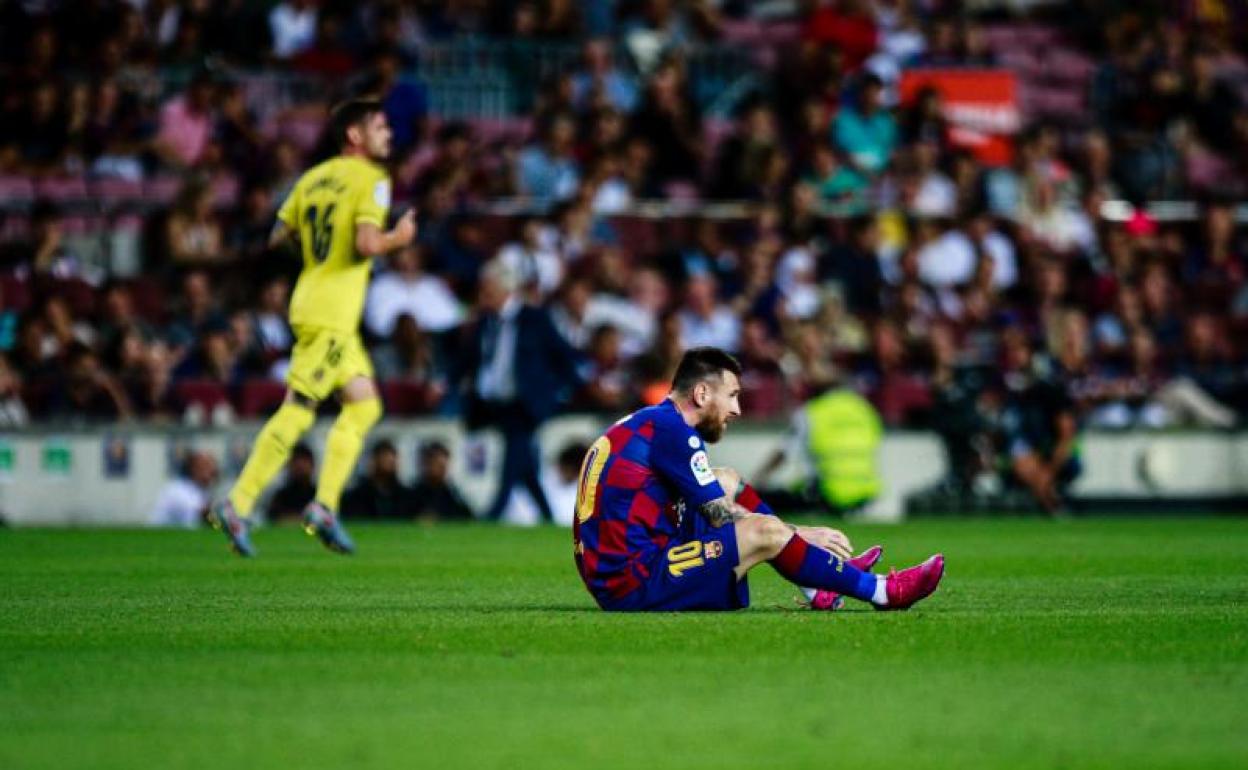 Leo Messi, lesionado el martes ante el Villarreal. 