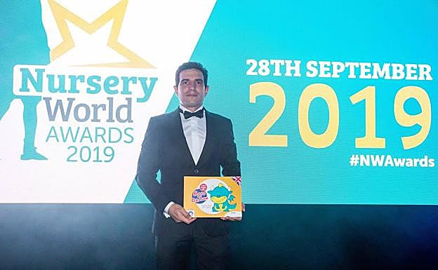 Juan Ruiz, director de Baby Erasmus, este sábado en la gala de los Nursery World Awards 2019. 