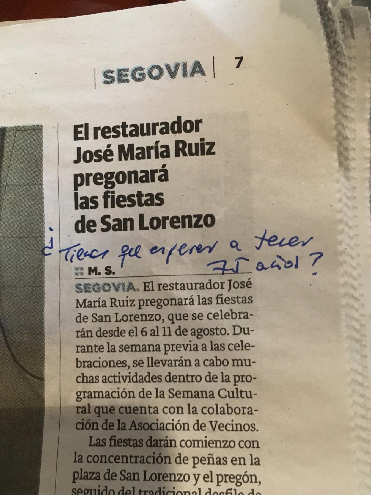 Noticia de El Norte de Castilla comentada en Pedraza. :: A.T.