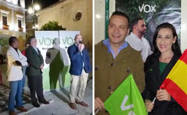 Víctor Sánchez del Real en el acto de Vox en Badajoz y Magdalena Nevado en Cáceres:: HOY