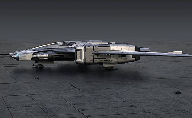 Vista lateral el nuevo caza de los rebeldes.