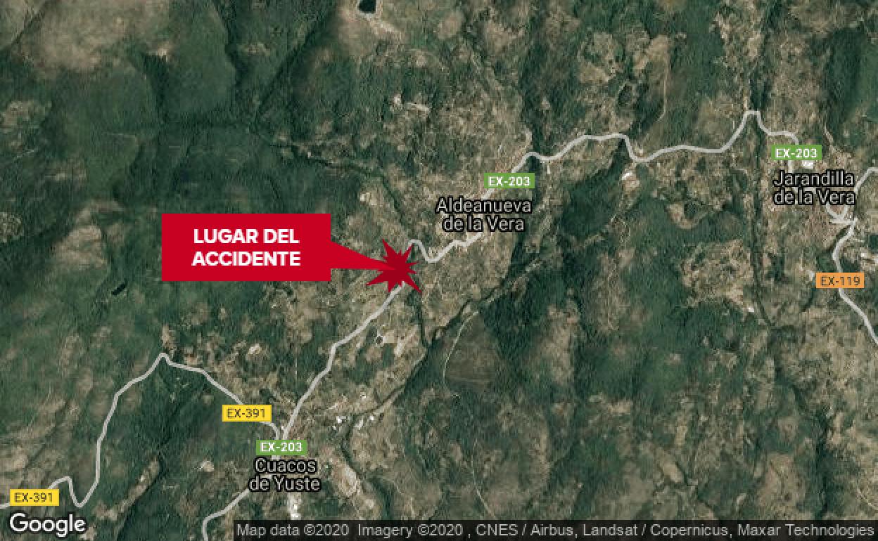 Un hombre de 55 años, herido tras una salida de vía a dos kilómetros de Aldeanueva de la Vera