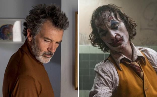 Antonio Banderas in 'Pain and Glory' and Joaquin Phoenix in 'Joker'.