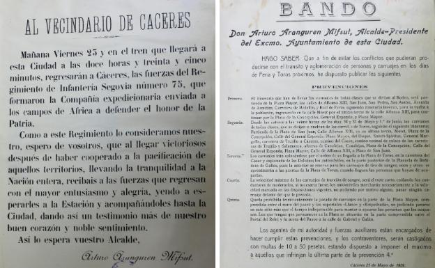 Bando firmado por el alcalde Arturo Aranguren en 1929 | Recibimiento a las fuerzas del Regimiento de Infantería:: L.C. 