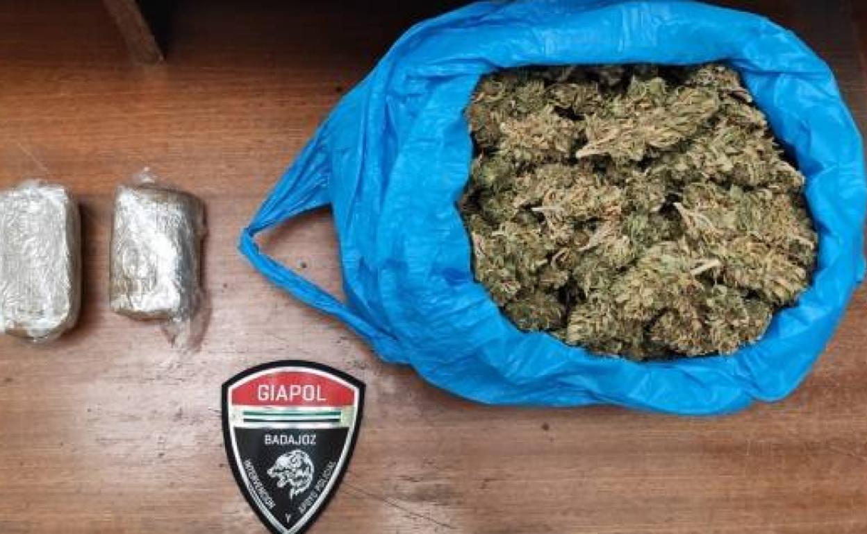 Drogas incautadas por los agentes de la Policía Local de Badajoz. 