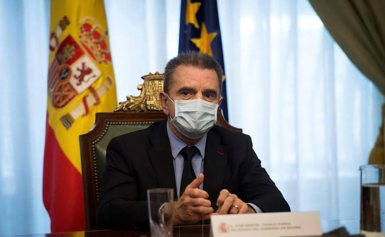 El delegado de Gobierno, José Manuel Franco, durante una reunión que mantuvo este jueves