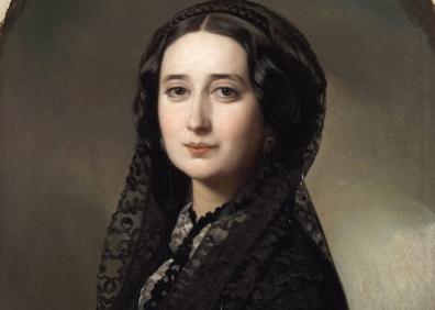 Imagen secundaria 1 - Arriba, la escultura dedicada a ella en su lugar de nacimiento, Almendralejo. Abajo, el óleo sobre lienzo de Carolina, retratada por Federico Madrazo, en el Museo del Prado. Y a la derecha, una estatuta suya en el parque de Castelar. Está enterrada en esta ciudad. 