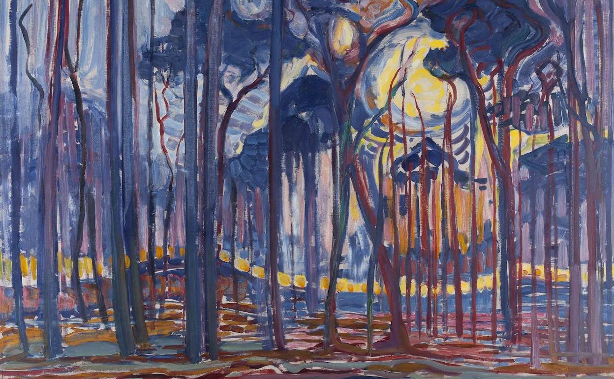 'Bosque cerca de Oele' (1908), una de las obras de Piet Mondrian que se verá en el Reina Sofía. 