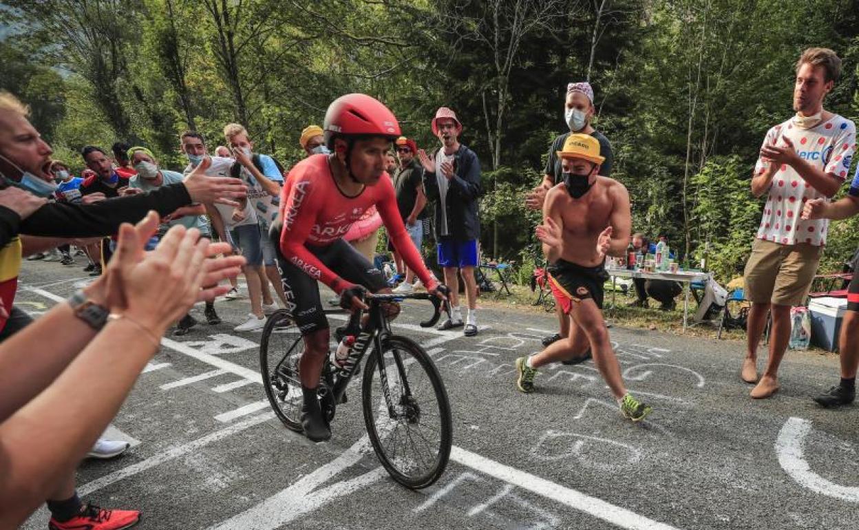 Nairo Quintana, durante la penúltima etapa del Tour. 