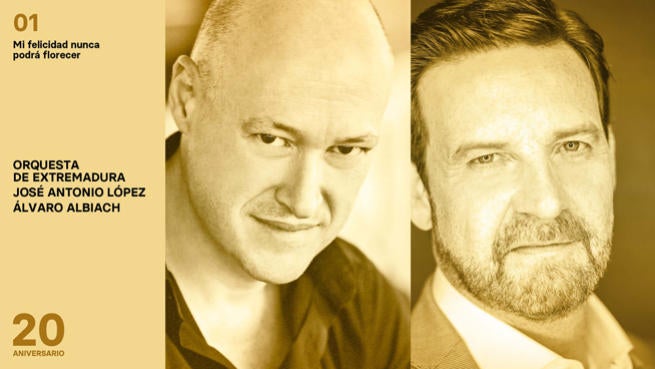 El barítono José Antonio López y el director de la OEx, Álvaro Albiach.