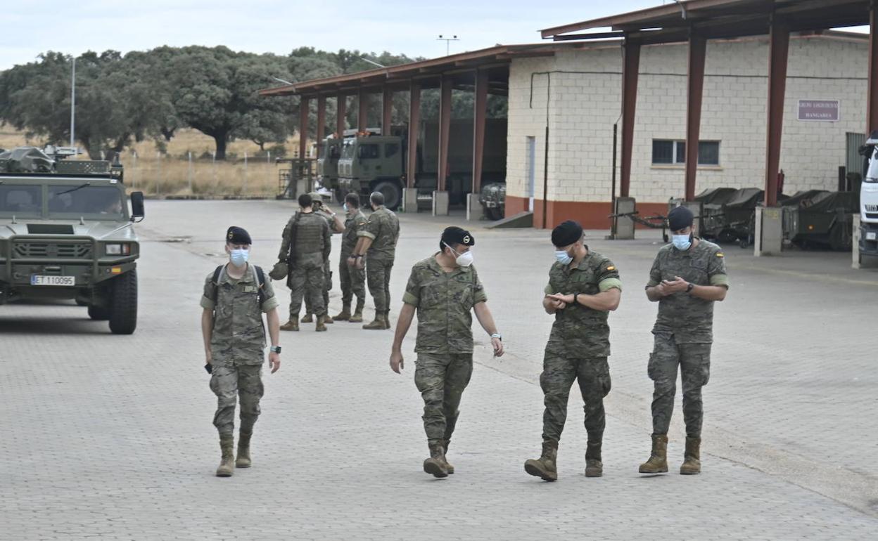 Militares de la Extremadura XI en las instalaciones de la base el pasado mes de septiembre. 