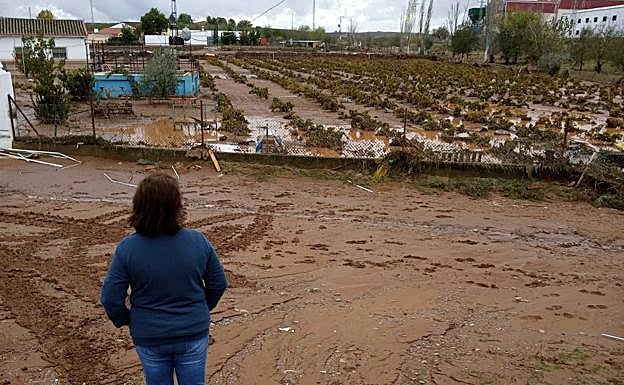 Una ribereña mira los daños producidos por las lluvias.