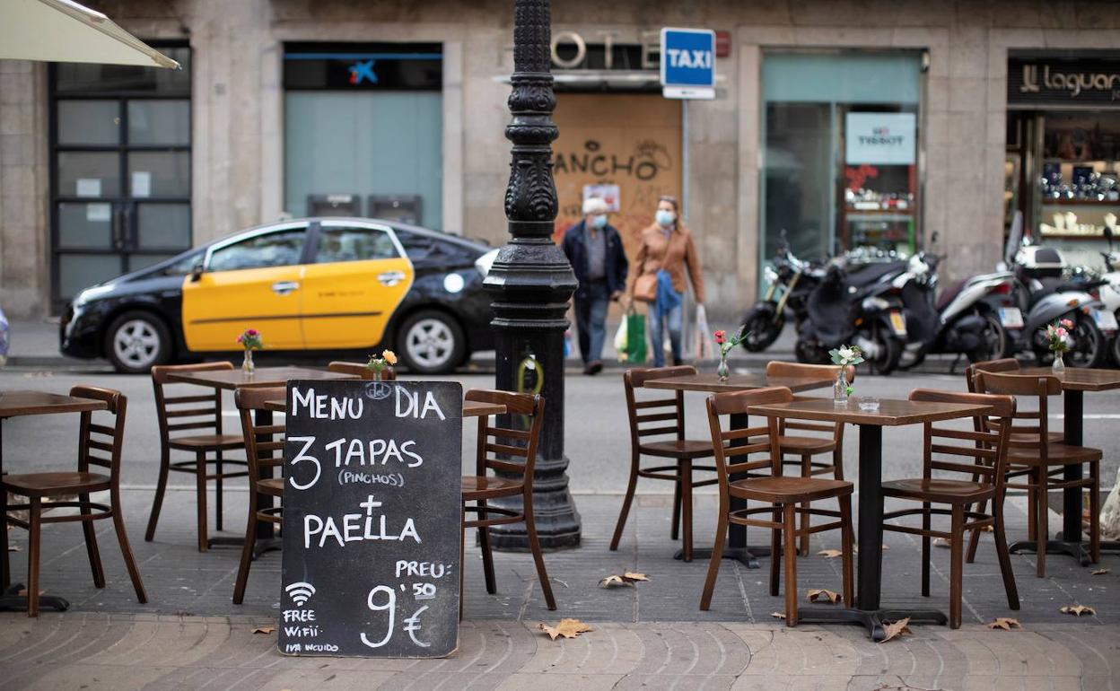 Terraza vacía en el centro de Barcelona el pasado mes de noviembre 