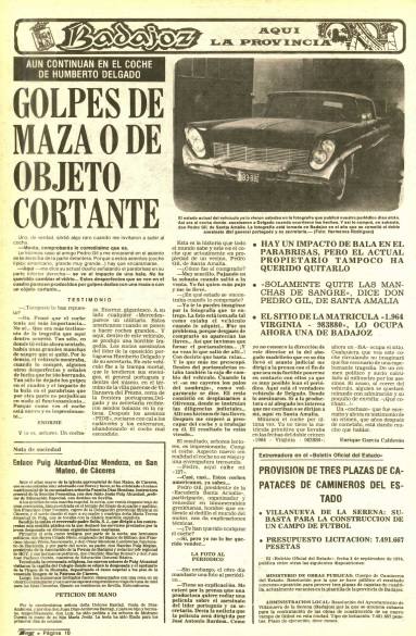 Artículo sobre el coche del crimen. 