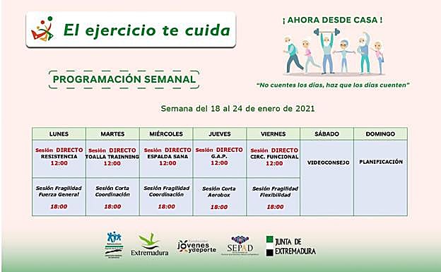 El Ayuntamiento de Calamonte ha subido a sus redes sociales el plan de esta semana