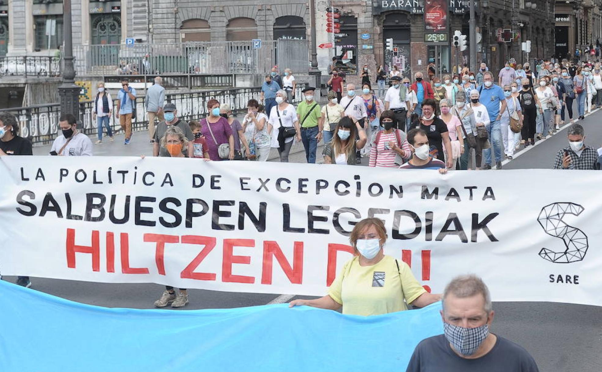 Manifestación a favor del acercamiento de los presos de ETA desarrollada el pasado mes de septiembre en Bilbao.