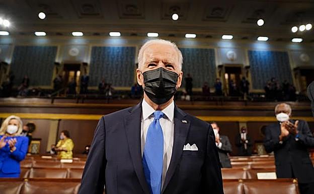 El presidente Joe Biden, durante su comparecencia en el Congreso. 