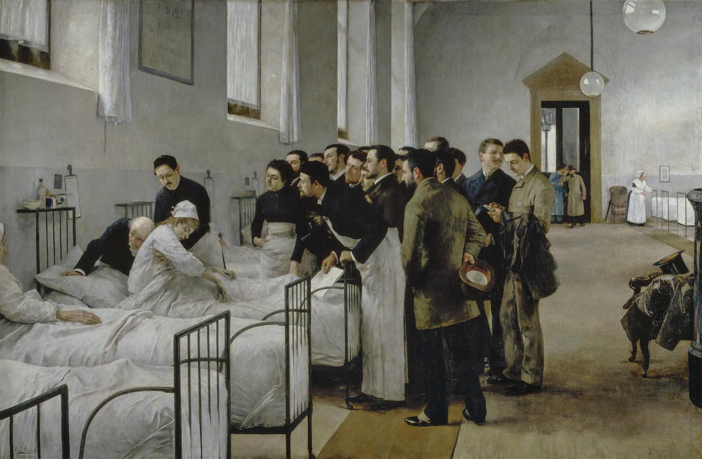 Una sala del hospital durante la visita del médico en jefe Luis Jiménez Aranda Museo Nacional del Prado.